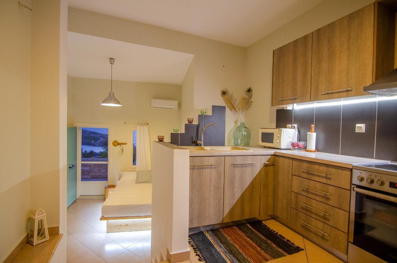 Villa Ios Stylish House Panoramic Sea And Sunset View Exterior foto